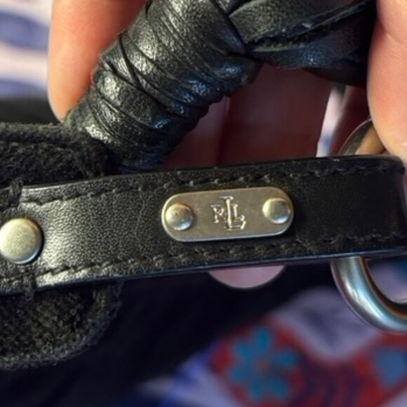 RARE Lauren by Ralph Lauren Black Velvet Crescent Evening Bag w Tassel - Picture 7 of 12